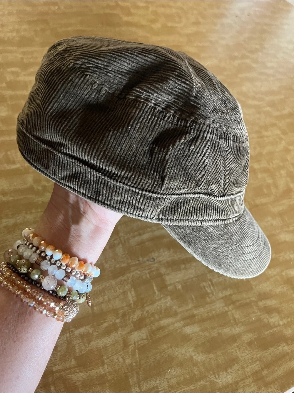 Quiksilver Unisex Green / Brown Corduroy Cadet Cap S/M